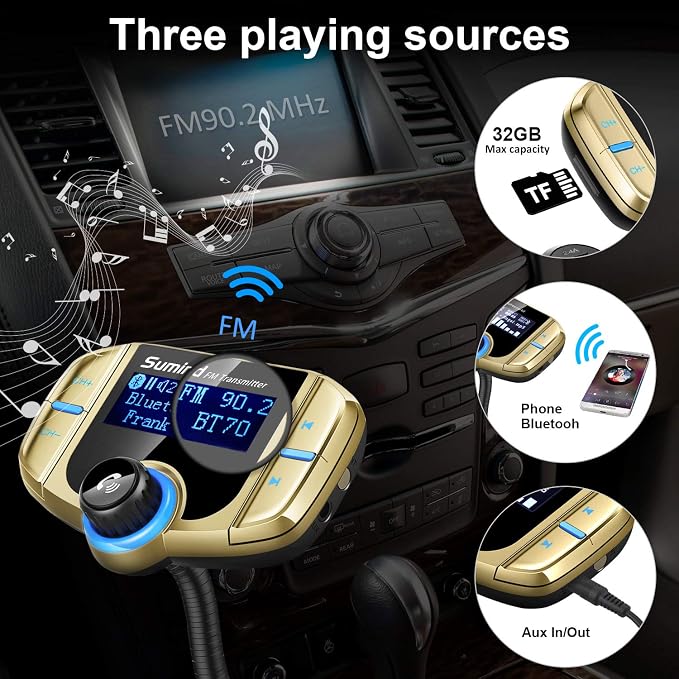 Upgraded Bluetooth FM Transmitter, Wireless Radio Adapter Hands Free Car Kit - Image 4