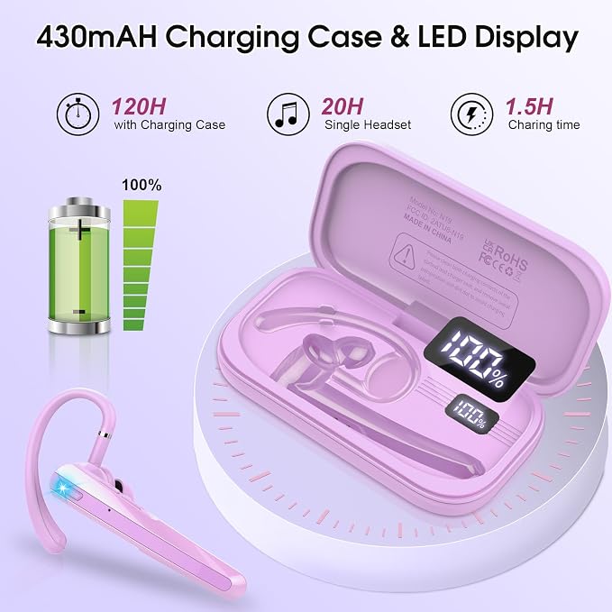 Bluetooth Headset V5.3, Wireless Earpiece - Image 5