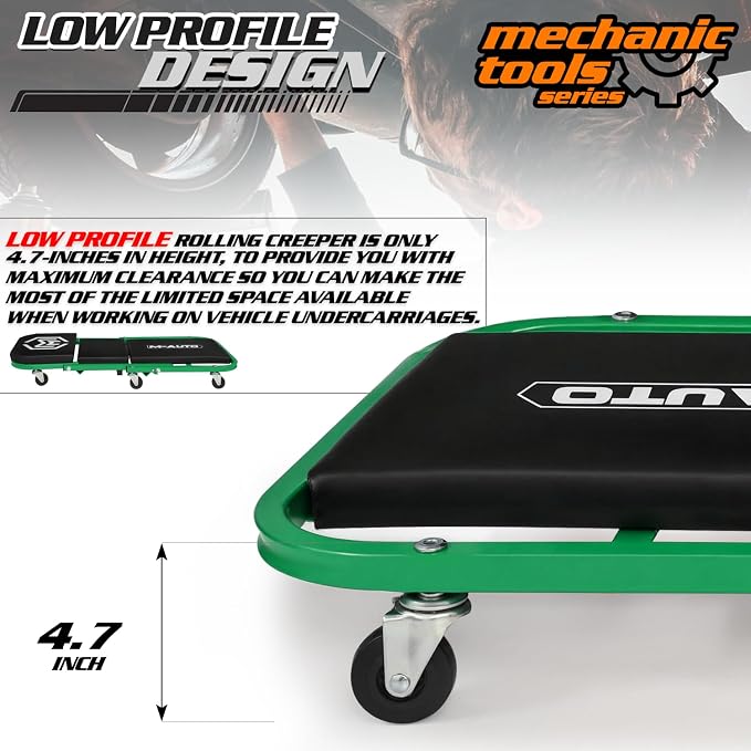 M-AUTO Foldable Z Creeper 2-in-1 Rolling Folding Car Creeper & Seat, 330LBS - Image 6