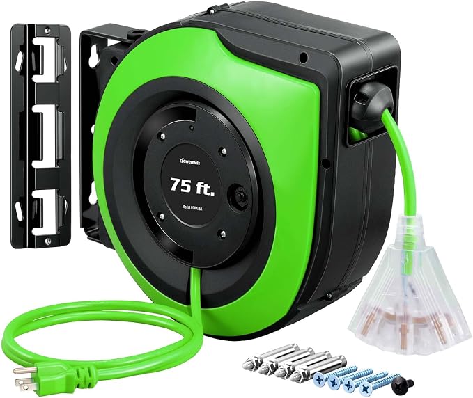 DEWENWILS Retractable Extension Cord Reel, 75 FT Heavy Duty Power Cord by DEWENWILS