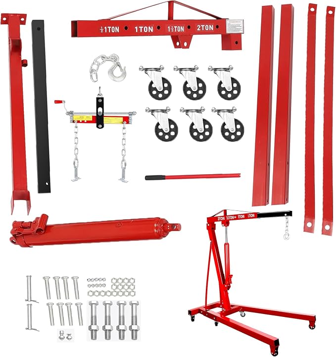 Engine Lift with Load Leveler, 2T Heavy Duty Alloy Steel Folding Cherry Picker - Image 7