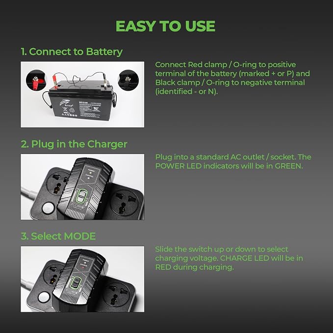 Infinity 1A Battery Charger, 6V / 12V, 3 Stage Charging, Battery Maintainer - Image 7