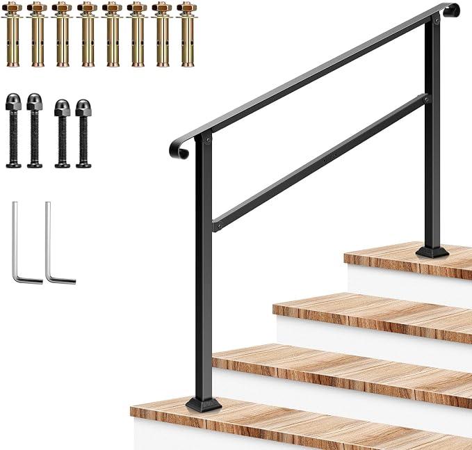 VIVOSUN Outdoor Handrail, Wrought Iron Stair Railing by VIVOSUN
