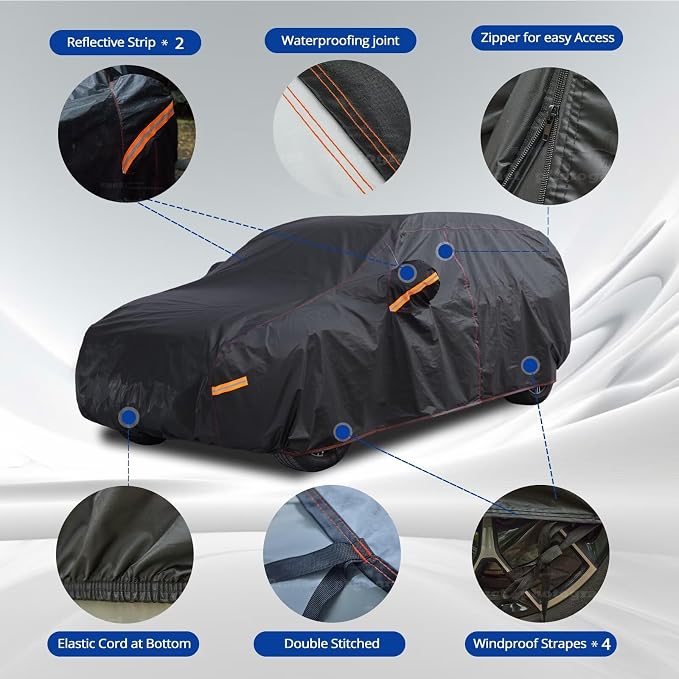 6 Layer Heavy Duty SUV Car Cover Waterproof All Weather Protection - Image 3