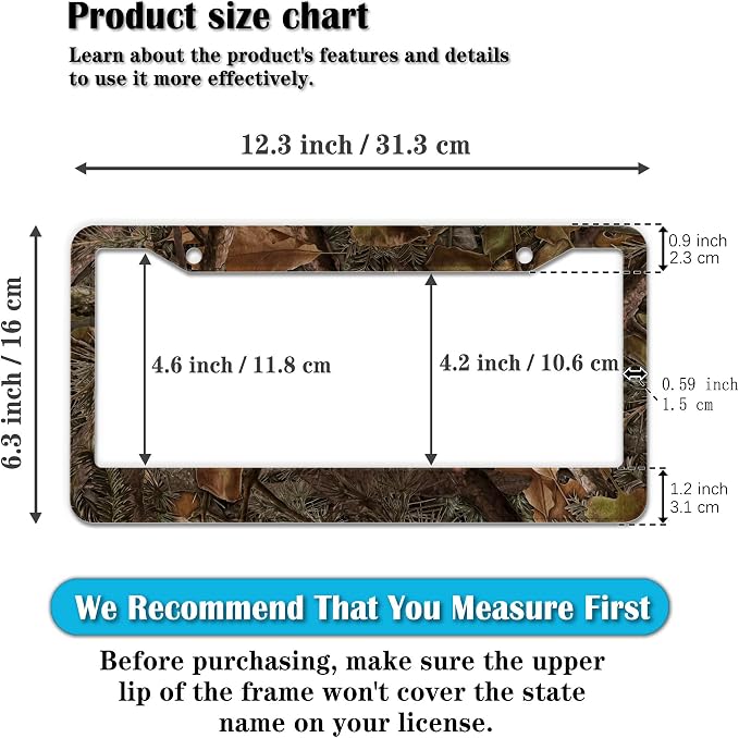 License Plate Mount for Men Multicolor License Plate Frames for Women Camo - Image 2