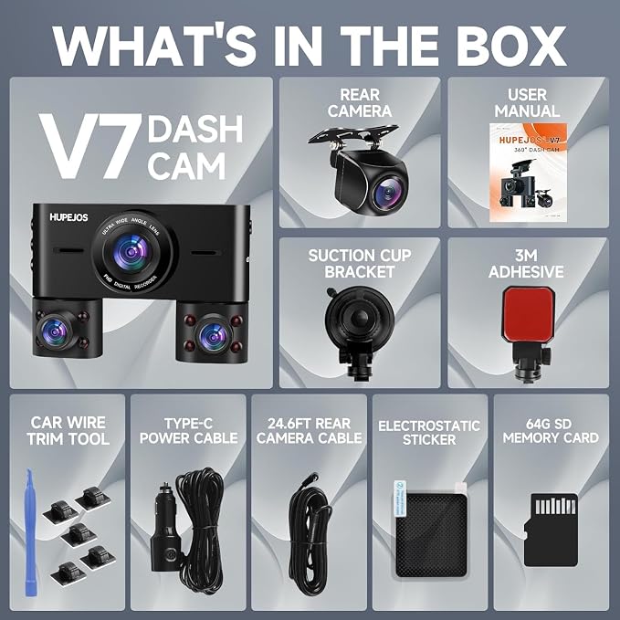 360° Dash Cam Front and Rear Inside, 4 Channel Dash Camera - Image 10