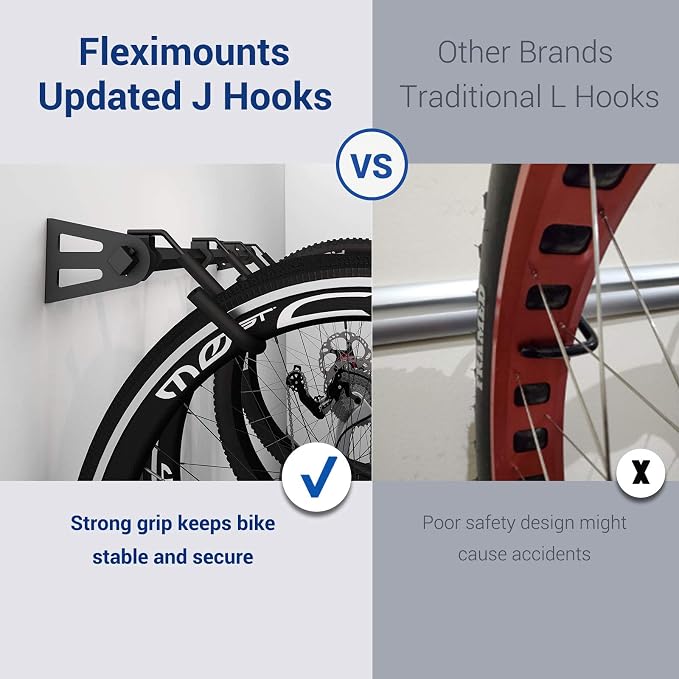 FLEXIMOUNTS 4 Bike Storage Rack, Heavy Duty Wall Mount Hanger - Image 3