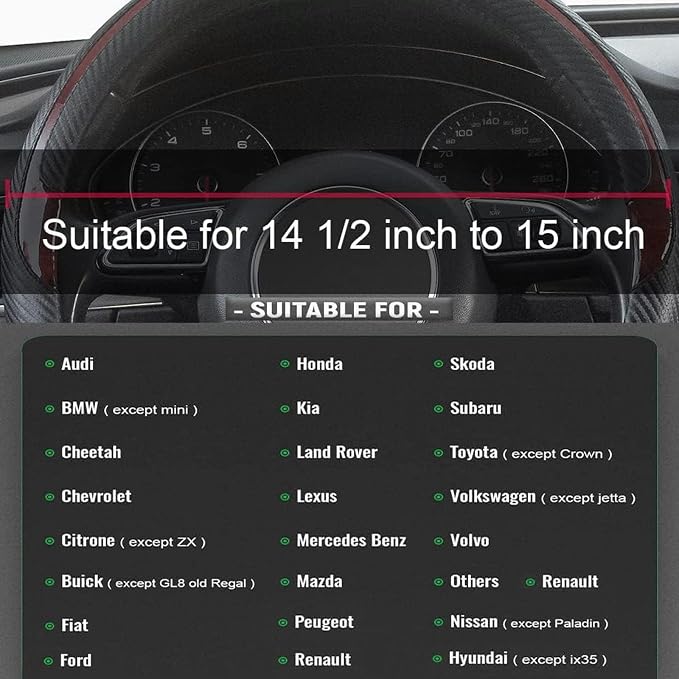 Xizopucy Wood Grain Steering Wheel Cover Red Universal Microfiber Leather - Image 6