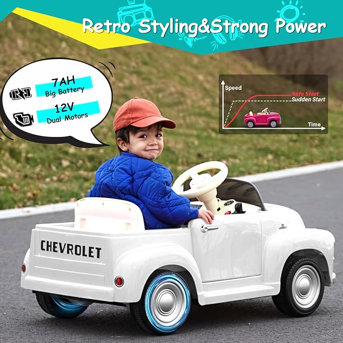 Joywhale 12V Kids Ride on Car Licensed Chevrolet 3100 Pickup Battery Powered - Image 2