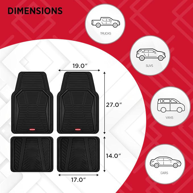 Rubbermaid Car Mat Full Set All-Weather Heavy-Duty 4 Pieces– Trim-to-Fit - Image 7