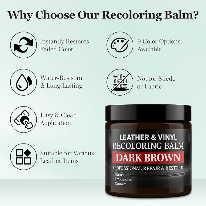 Leather Color Restorer, Leather Recoloring Balm, Scratch Remover, Leather Dye - Image 6