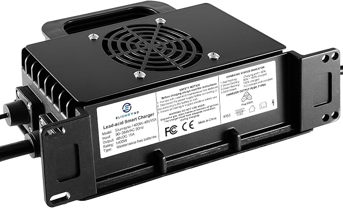 1400W Lead Acid Battery Charger 48 Volt 15 AMP 3-Pin Triangular Plug EZGO RXV & - Image 4