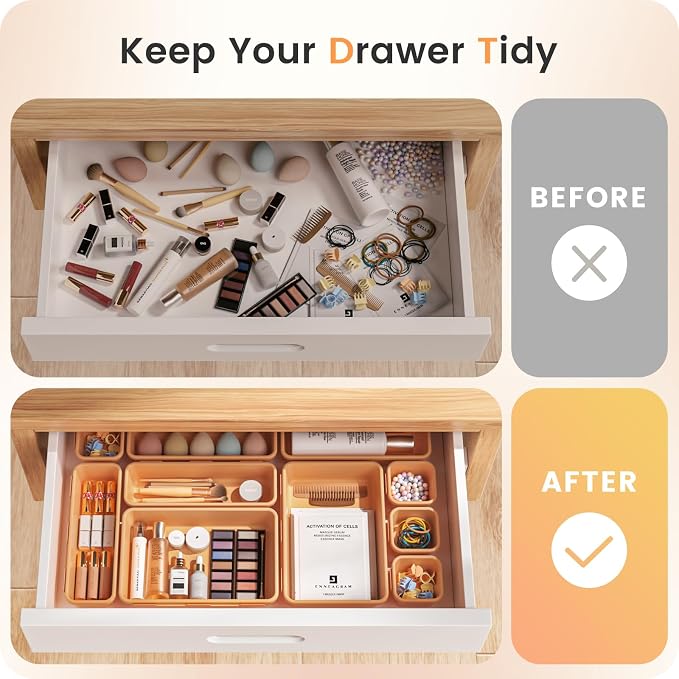 A-LUGEI【 & 5 Size】Tool Box Organizer Tray Divider Set, 【Orange】Desk - Image 4