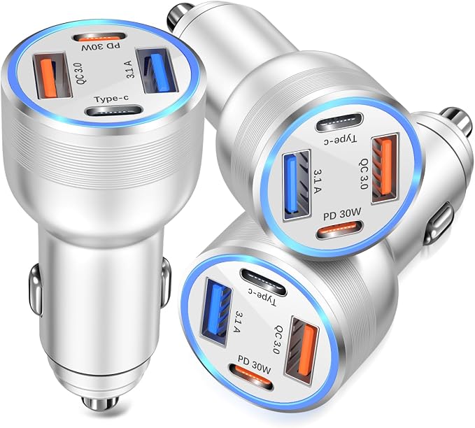 USB C Car Charger, Bangfun 3 Pack 65W 4 Ports 12V USB C Cigarette Lighter by Bangfun