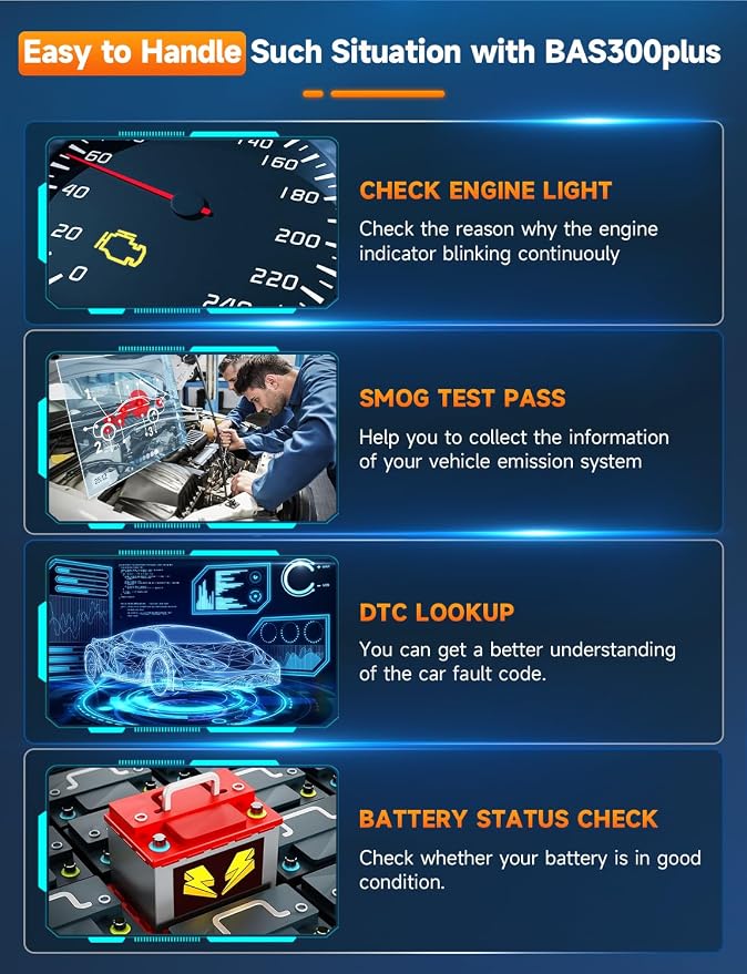 AUTOPHIX BAS300 Plus OBD2 Scanner & Battery Tester, 2-in-1 Car Diagnostic Tool - Image 6