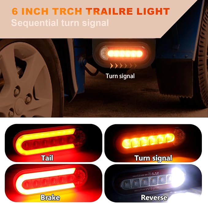Agrieyes Trailer Lights with Bracket, Oval LED Trailer Lights with Sequential - Image 3