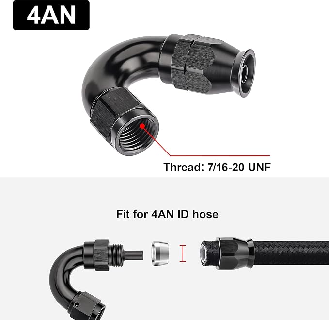 EVIL ENERGY 4AN 150 Degree PTFE One Piece Full Flow End Hose Fitting Aluminum - Image 4