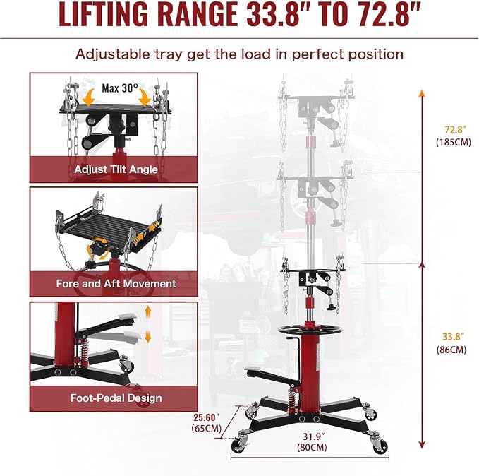 Transmission Jack 1100 LBS Hydraulic Telescoping 2-Stage Lift Jack Stand - Image 2