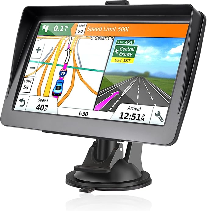 GPS Navigator for Car, Latest 2025 Map 7-inch HD Display 16GB 256MB Satellite by LONGRUF