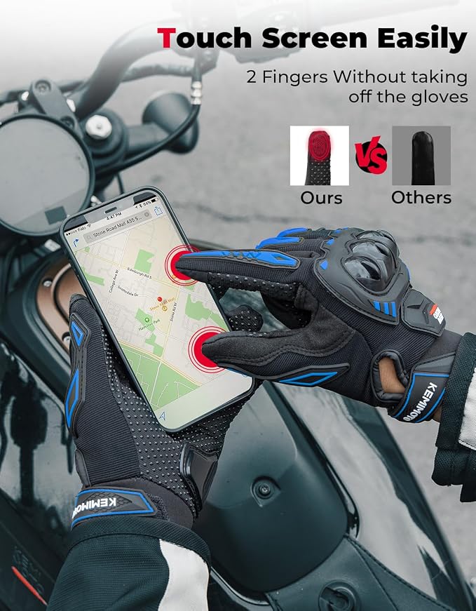 KEMIMOTO Motorcycle Gloves for Men/Women, Touchscreen Dirt Bike Gloves - Image 5