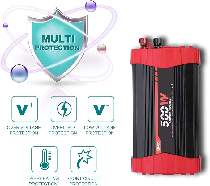 BYGD 500W Power Inverter, Car Charger Adpater DC 12V to AC 110V Car Power - Image 5