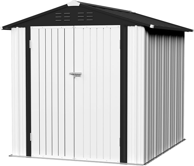 JUMMICO Metal Outdoor Storage Shed 6 x 8 FT Metal Shed by JUMMICO