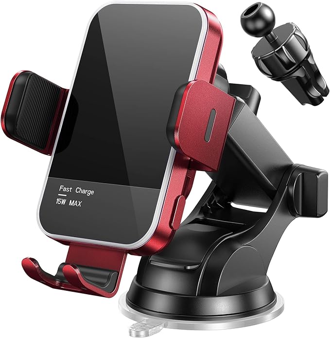 Wireless Car Charger, 【7 Colored RGB Backlit】Mosurr 15W Auto Clamping Car by Mosurr