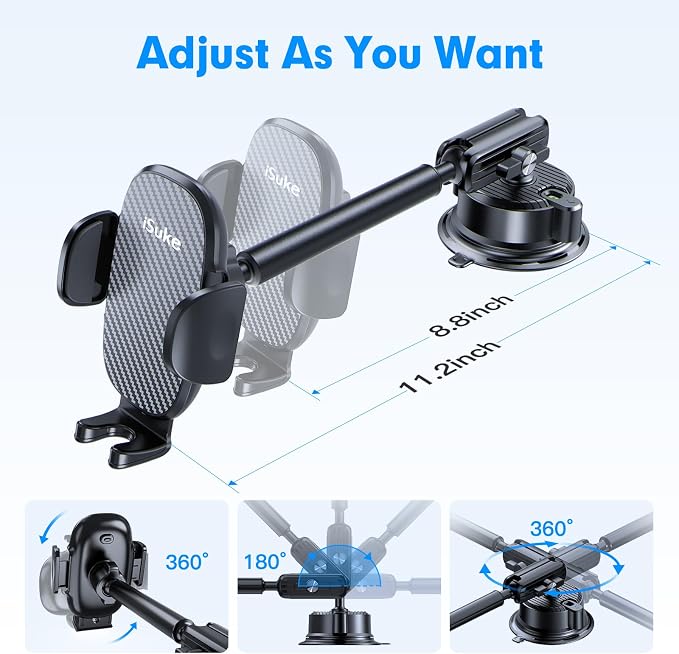 isuke Phone Holder for Your Car, Aluminum Alloy Phone Holder for Car Dashboard - Image 4