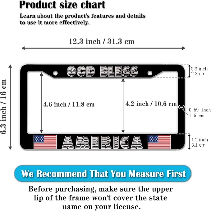 Car Plate Frame for Men Black and White License Plate Frames for Women God - Image 2