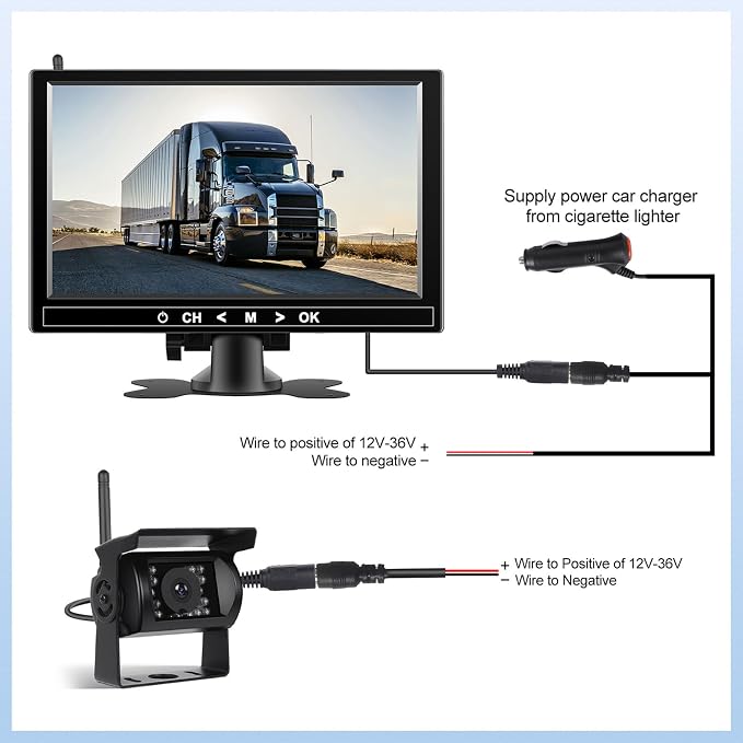 1080P Wireless RV Backup Camera System, 9 Inch Reverse Camera Monitor - Image 3