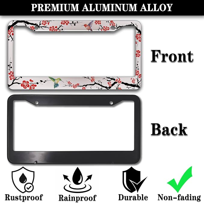 Automotive Exterior Accessories Black, and Red License Plate Frames Hummingbird - Image 3