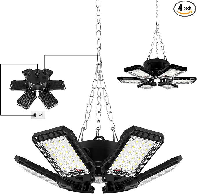 LED Garage Lights 4 Pack -180W, 18000LM 6500K Led Shop Light by Aoretic