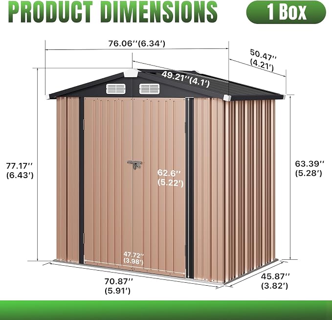 Aoxun 6'x4' Outdoor Storage Shed - Image 7