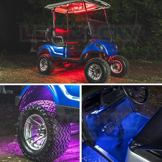 LEDGlow 12pc Million Color LED 4-Seater Golf Cart Underglow Neon Kit - Image 4