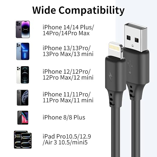 Coiled Lightning Cable 3FT for Car 2Pack, Stretchable iPhone Cord Fast Charging - Image 7