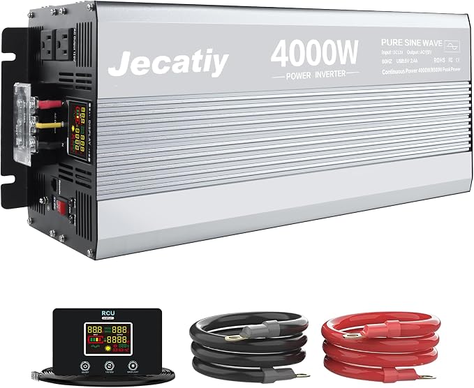 4000 Watt Pure Sine Wave Power Inverter DC 12V to 110V/120V AC Converter by Jecatiy