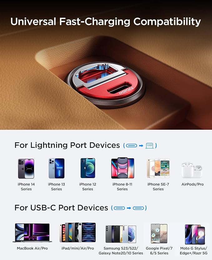 MRGLAS 90W USB C Car Charger Fast Charge, PD45W & QC45W, Flush Fit, Extra 3.3ft - Image 7