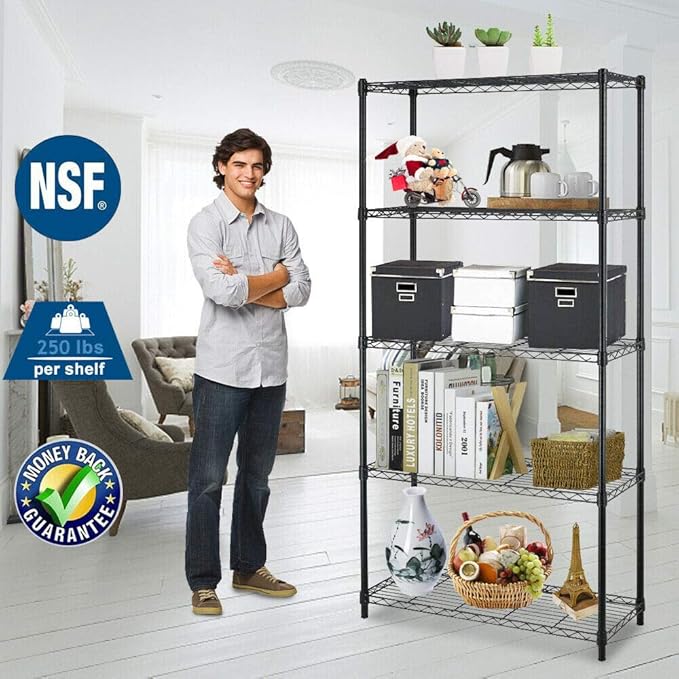 Wire Shelving Unit Commercial Metal Shelf Adjustable Layer Rack Strong Steel - Image 4