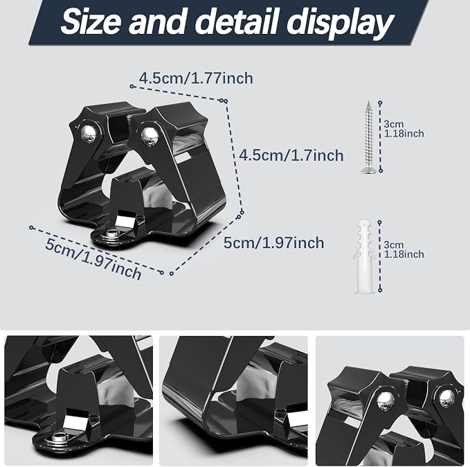 3-H Stainless Steel Broom Holder Wall Mount 20-Pack- Heavy Duty Mop Organizer - Image 4