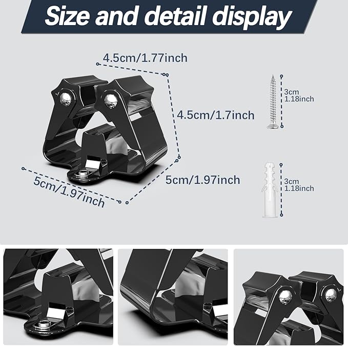 3-H Stainless Steel Broom Holder Wall Mount 30-Pack- Heavy Duty Mop Organizer - Image 4