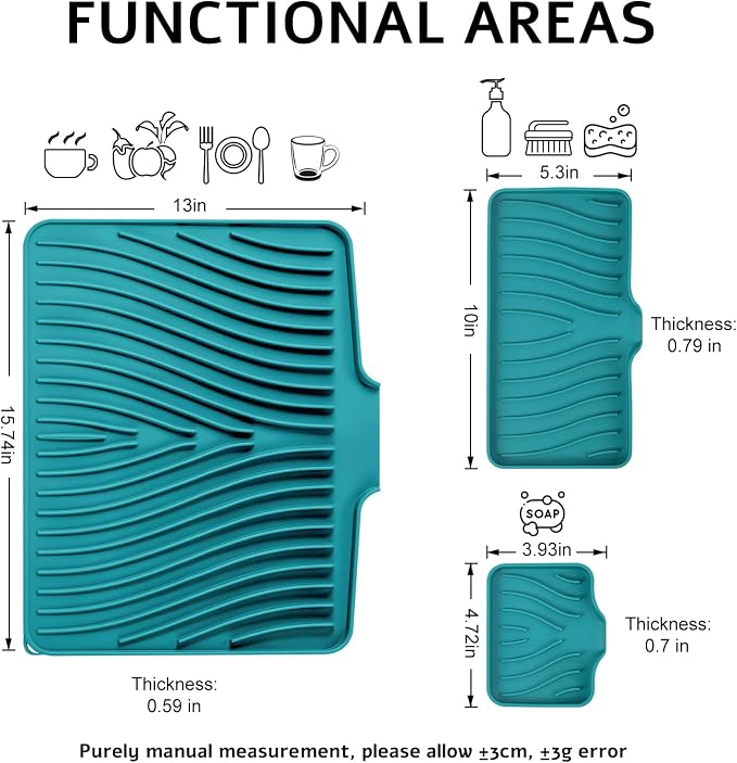 Silicone Dish Drying Mat for Kitchen Counter, Dish Drying Pad, Non-Slip Drain - Image 2