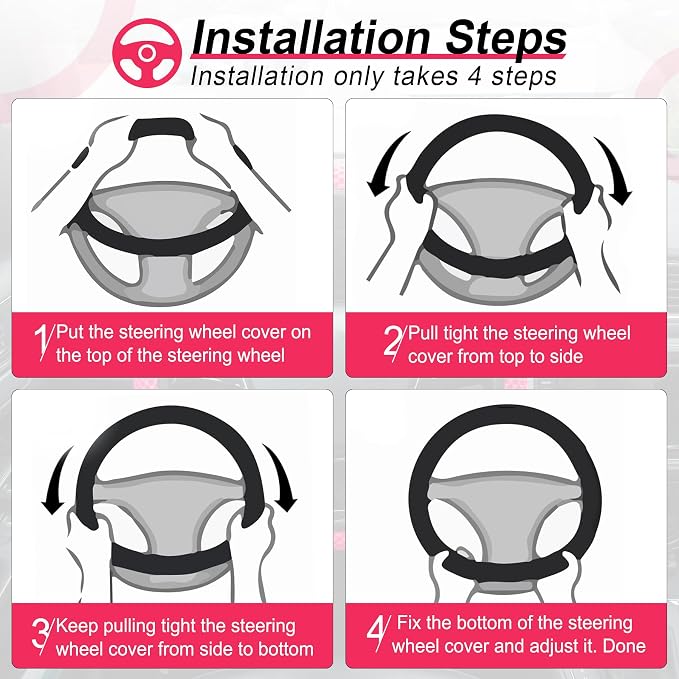 alpmosn Elastic Stretch Steering Wheel Cover, Universal Interior Accessories - Image 4