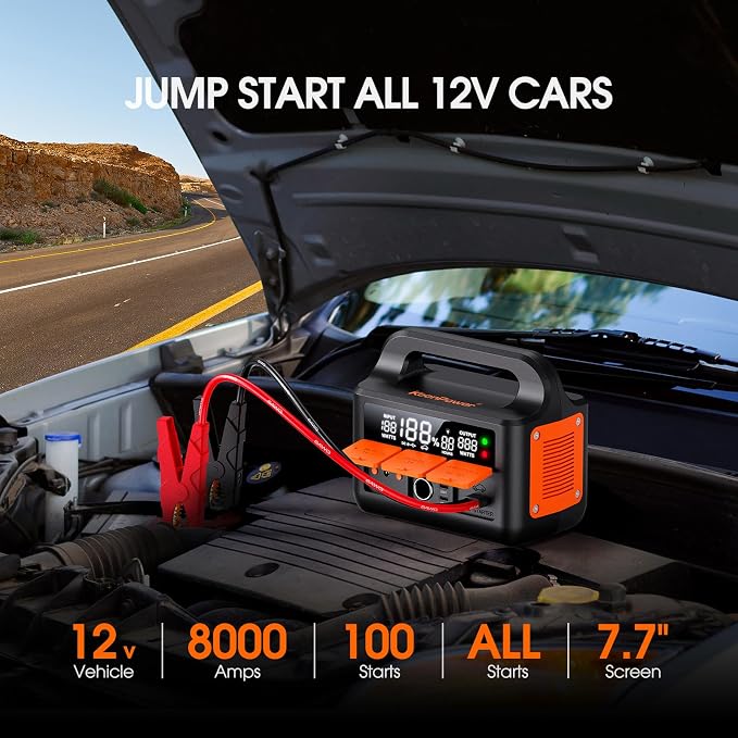 8000A LiFeMnPO4 Jump Starter for All 12V Cars, DC+PD 200W Two-Way Fast-Charging - Image 4