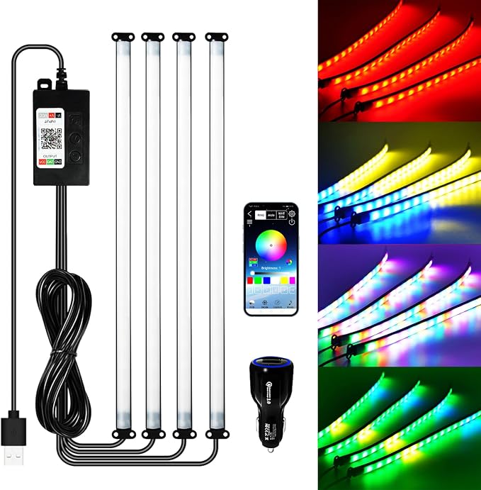 Car Led Interior Light Strip 72LEDs Under Dash Foot Well PVC Housing RGB DIY by GZ5CG
