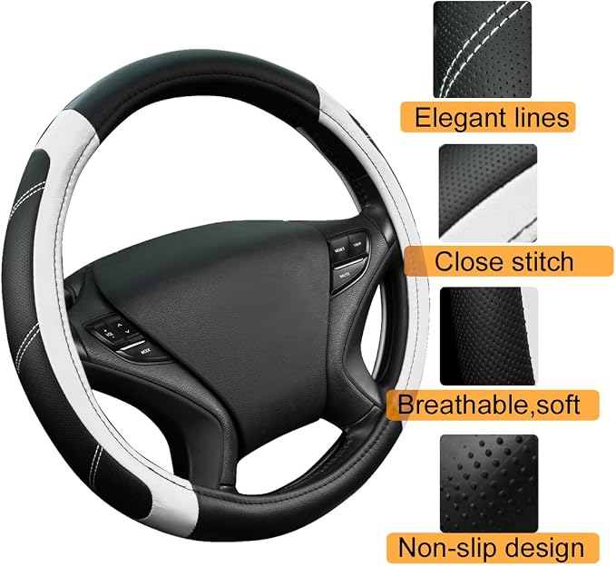 CAR PASS Line Rider Microfiber Leather Sporty Steering Wheel Cover Universal - Image 4