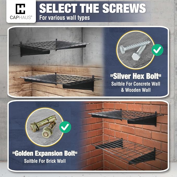 CAPHAUS 2-Pack Garage Shelving Wall Mounted 72x18 Inch, Heavy Duty Metal Wall - Image 5