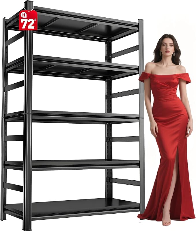 72" H Garage Shelving 5 Tier Shelving Unit, 3500Lbs Adjustable Metal Garage by PRESTELION