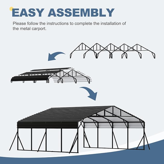 20x20 FT Metal Carport, Garage - Image 4