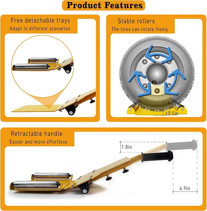 Adjustable Portable Tire Jack, Detachable Roller Plate, Heavy-Duty Tire Lifting - Image 5