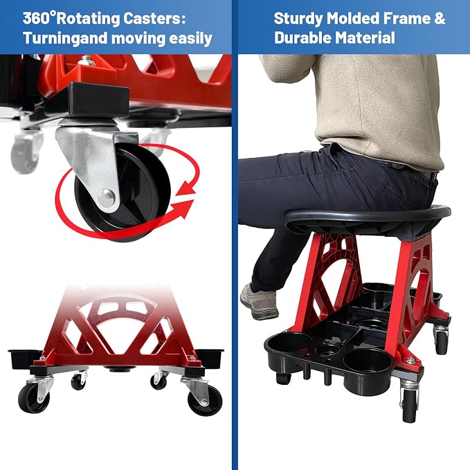Durable Mechanic Seat with Wheels - Image 4
